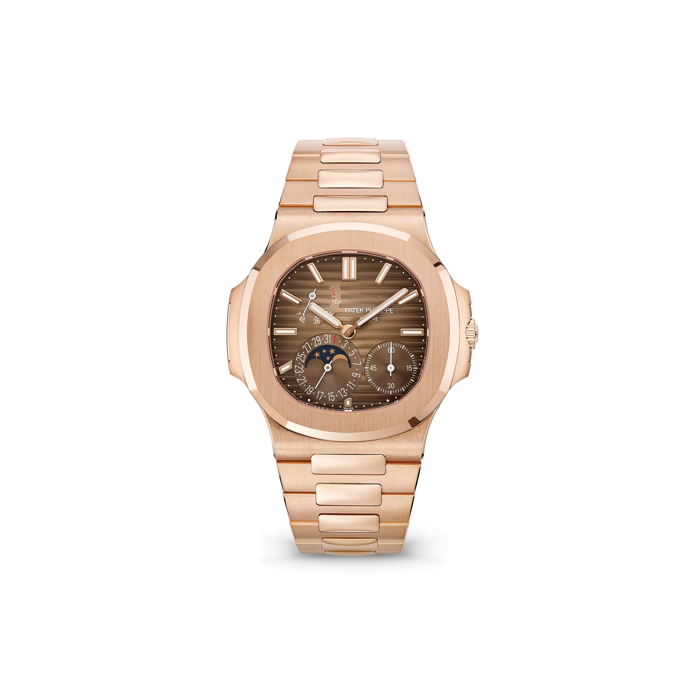 Pat*k Phi1i*pe nautilus moonphase rose gold brown dial 40mm 57121r-001